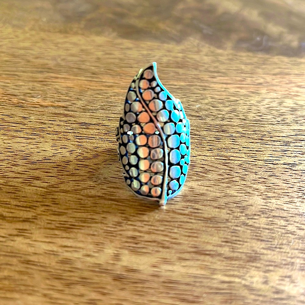 Silver leaf ring - Picture 2 of 3